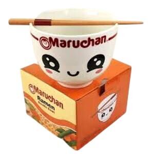 NIB Maruchan Ceramic Cutie Bowl with Chopsticks